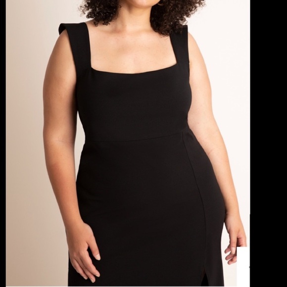 ELOQUII Sleeveless Black Dress With Slit - Picture 2 of 9